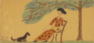 1923 Woman and Dog Under Tree (Barnes Foundation)